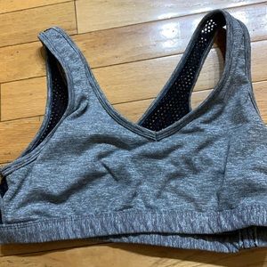Grey mesh back sports bra low impact